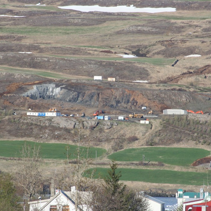 Vinnusvæðið séð frá Akureyrarbæ