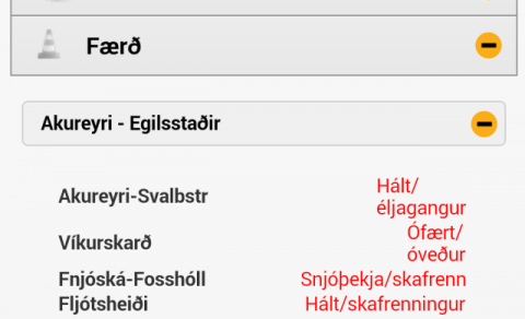 m.vegagerdin.is færð á vegum